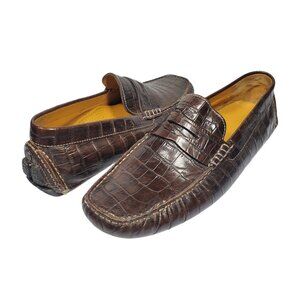 Cole Haan Howland Penny Loafers Driving Shoes Men's 9 Brown Moc-Croc Leather